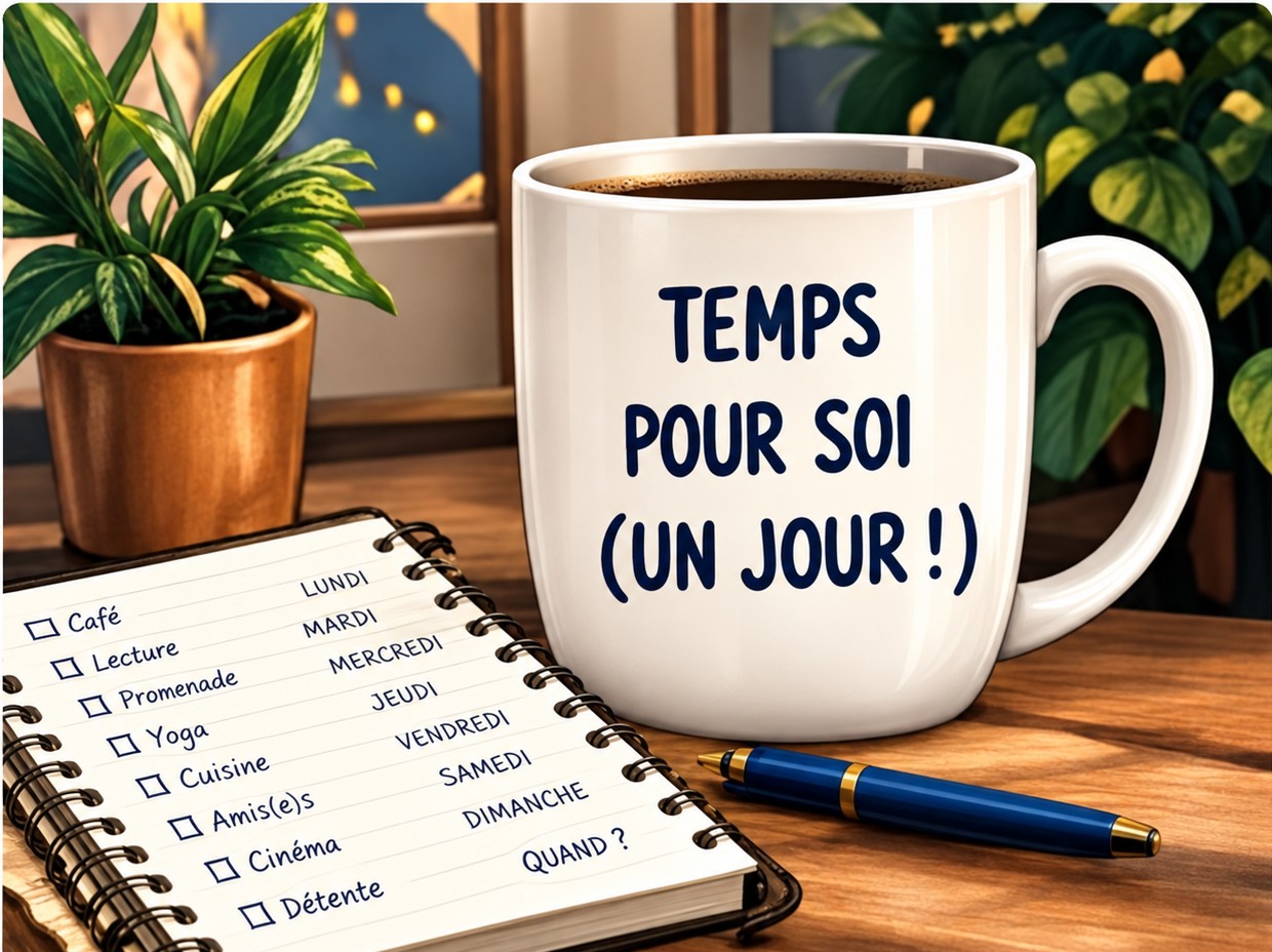 Carnet et café autour du temps pour soi